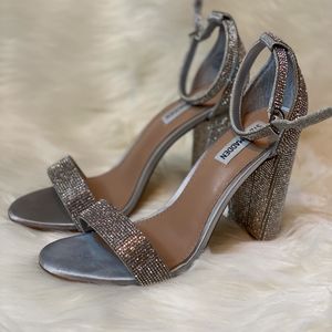 Steve Madden Rhinestone Silver Block Heel Sandal